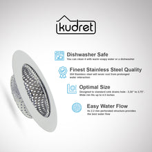 Load image into Gallery viewer, Kudret Kitchen Sink Strainer 304 Stainless Steel Sink Drain Strainer, 4,3" Large Rim for Standard Drainers