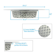 Load image into Gallery viewer, Kudret Kitchen Sink Strainer 304 Stainless Steel Sink Drain Strainer, 4,3" Large Rim for Standard Drainers
