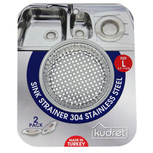 Load image into Gallery viewer, Kudret Kitchen Sink Strainer 304 Stainless Steel Sink Drain Strainer, 4,3" Large Rim for Standard Drainers
