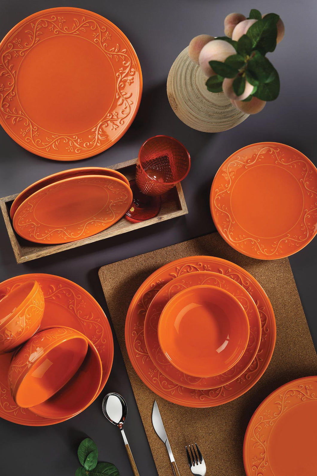 IVY 16 PCS ORANGE DINNER SET