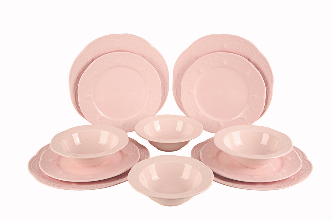 FULYA 12 PCS DINNER LIGHT PINK SET