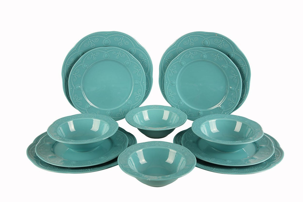 FULYA 12 PCS DINNER TURQUOISE SET